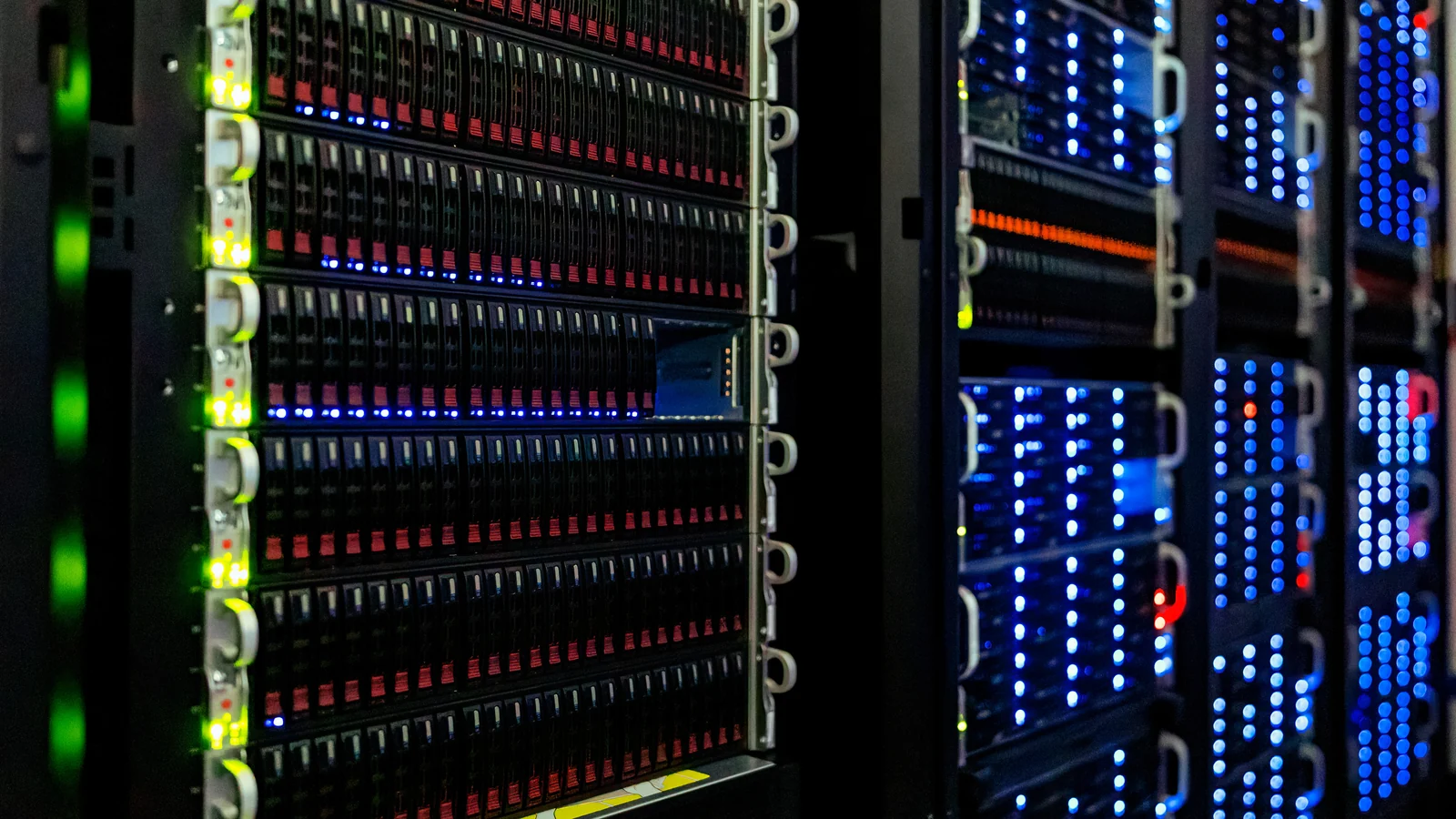 Server racks at the NOIRLab Headquarters Computer Server Room in Tucson, Arizona.